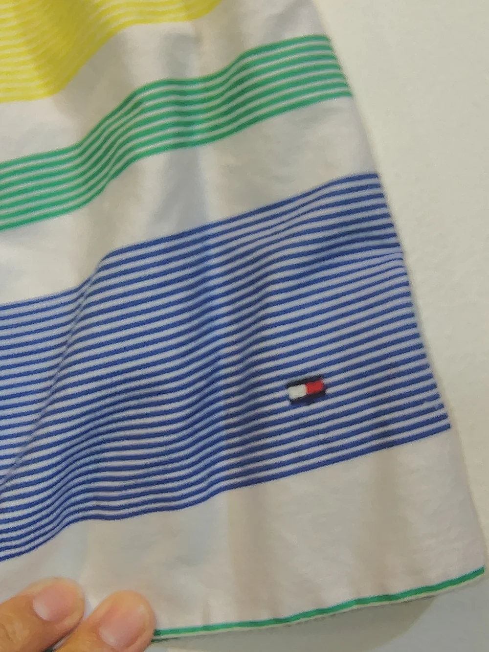 Girls' Multicolor Stripe Cotton Dress - White, Yellow, Blue